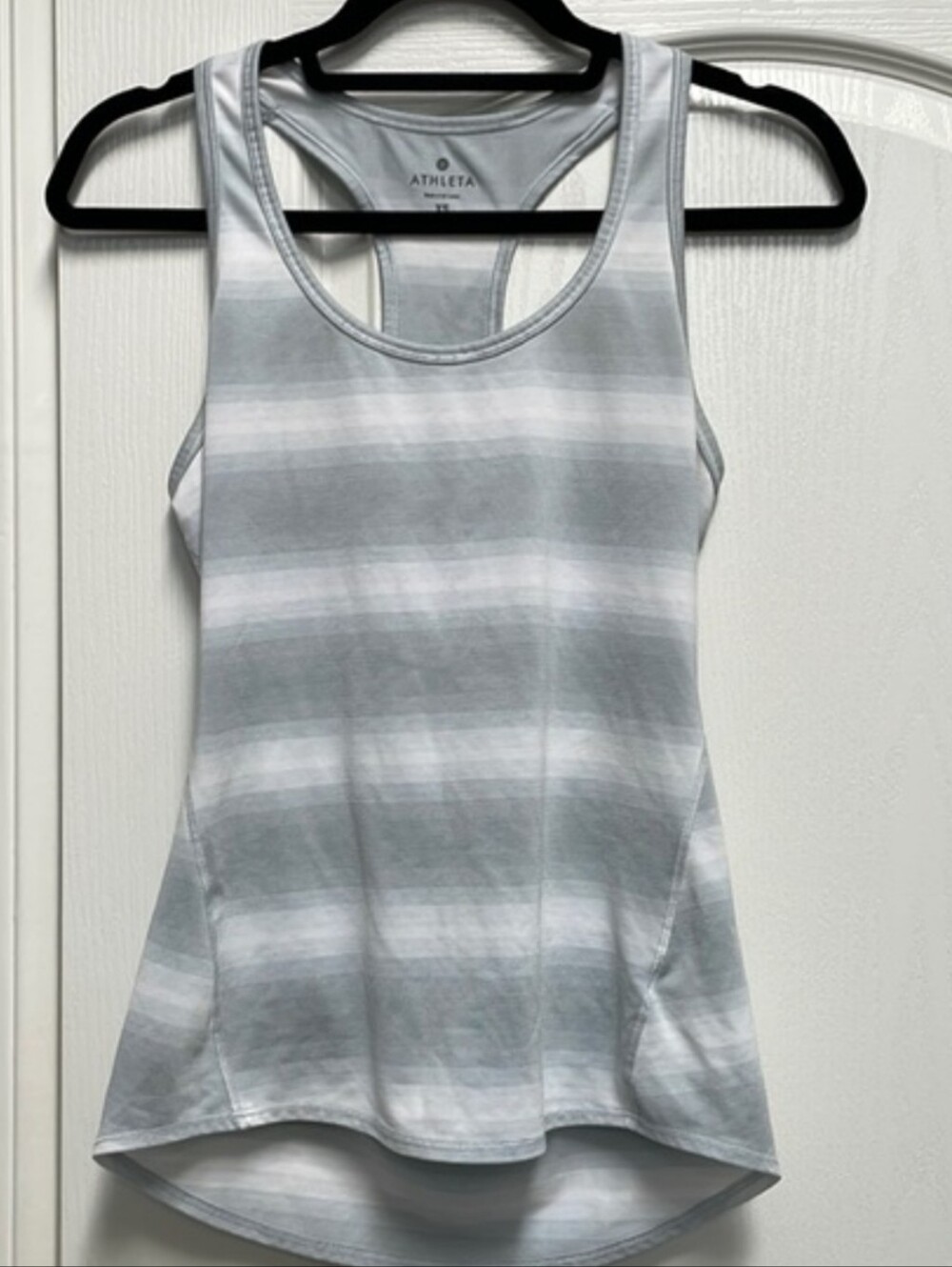 Athleta Women's Gray & White Striped Racerback Tank